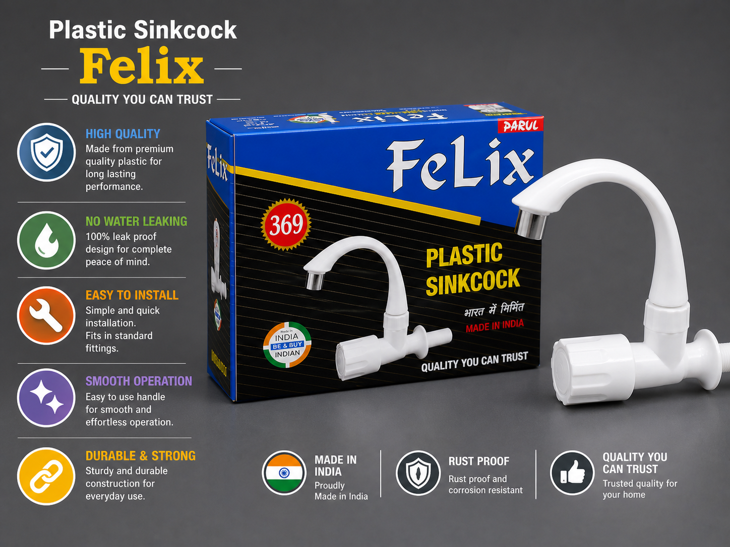 Felix Plastic Swan Neck Sink Cock - Image 2